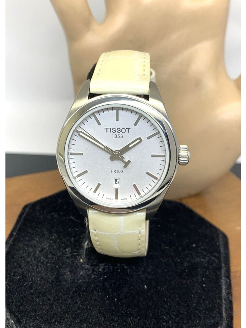 Tissot Women's Watch PR100 Swiss Quartz Silver Dial Leather Strap T1012101603100